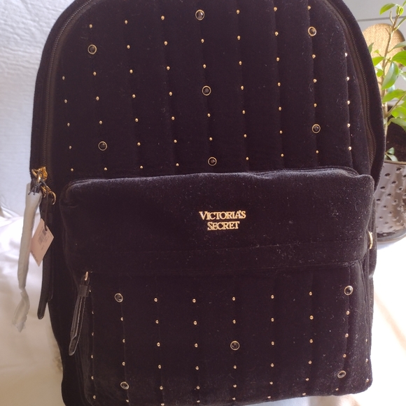 Victoria's Secret Handbags - New VICTORIA SECRET VELVET LARGE BACKPACK BLACK.